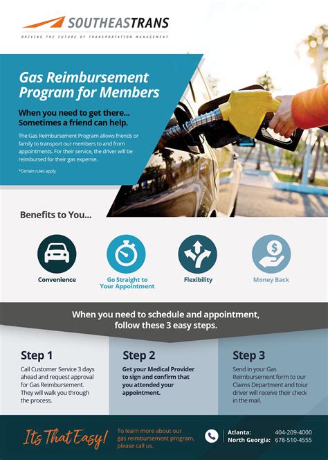 Step 3 Send in your <b>gas</b> <b>reimbursement</b> form to our Claims Department and your driver will receive their check in the mail. . Southeastrans gas reimbursement